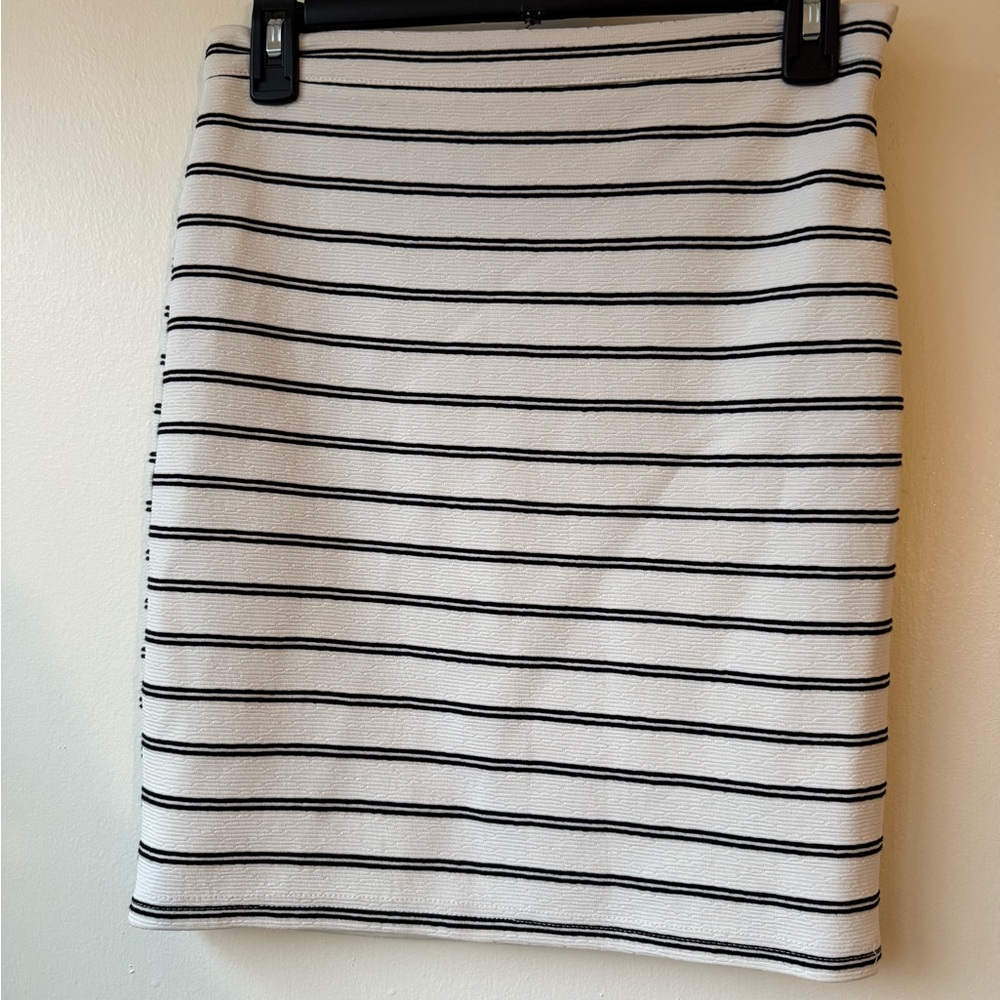 On twelfth Striped White and Black Skirt